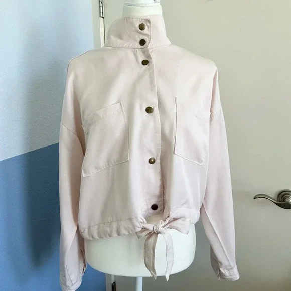 Marine Layer Oslo Crop Tie Waist Boxy Jacket Rosewater Pink Size M - Picture 7 of 11